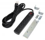 Power strip - AC 125 V - output connectors: 6 - North America - black - for TeachWell LCD Mobile Digital Platform Mobile Digital Platform