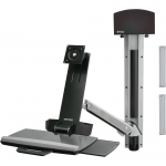 StyleView Sit-Stand Combo Arm - Mounting kit (wrist rest track mount bracket kit height adjust bracket keyboard tray with left/right mouse tray barcode scanner and mouse holder combo arm) for LCD display / keyboard / mouse / barcode scanner - white - scre