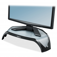 Smart Suites Monitor Riser - Up to 21 inch Screen Support - 40 lb Load Capacity - Flat Panel Display Type Supported - 5.1 inch Height x 18.5 inch Width x 12.5 inch Depth - Desktop - Acrylonitrile Butadiene Styrene (ABS) - Black Gray