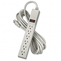 Six-Outlet Power Strip 120v 4ft Cord 10 7/8 X 1 7/8 X 1 5/8 Platinum