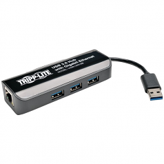 Lite USB 3.0 SuperSpeed Gig Ethernet NIC Adapter 3-Port USB 3.0 Hub - USB 3.0 - 1 Port(s) - 1 x Network (RJ-45) - Twisted Pair