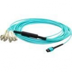 THIS IS A 7M MPO (FEMALE) TO 8XLC (MALE) 8-STRAND AQUA RISER-RATED FIBER FANOUT