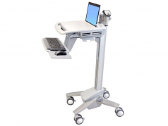 StyleView EMR Laptop Cart SV40 - Cart for notebook / keyboard / mouse - plastic aluminum zinc-plated steel - gray white polished aluminum - screen size: up to 17.3 inch