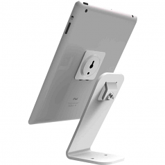 SECURITY STAND - UNIVERSAL DISPLAY LOCKABLE TABLET STAND FOR ANY TABLET OR SMARTPHONE INCLUDES ADHESIVE STEEL PLATE AND 6 inch HIGH STAND