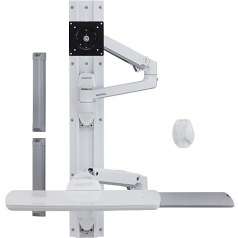 LX Wall Mount System - Mounting kit (wall arm mouse holder keyboard arm wrist rest) for LCD display / keyboard / mouse - polished aluminum - white - screen size: up to 32 inch - wall-mountable