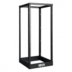 25U 4-Post Open Frame Rack Cabinet Square Holes 1000lb Capacity - Open frame rack - black - 25U