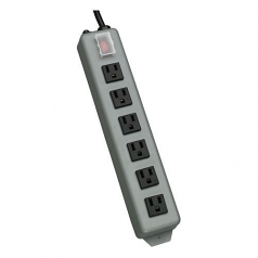 Waber Power Strip 120V 5-15R 6 Outlet Metal 15 Cord 5-15P - Power distribution strip - 15 A - AC 120 V - input: NEMA 5-15 - output connectors: 6 (NEMA 5-15) - 15 ft - blue gray