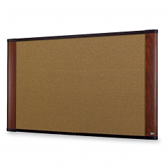 Wide-screen Style Bulletin Board - 48 inch Height x 72 inch Width - Mahogany Cork Surface - Mahogany Wood Frame