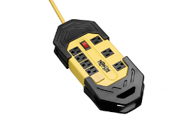 Safety Power Strip 120V 5-15R 8 Outlet Metal 25 Crd GFCI Plug - Power strip - 15 A - AC 120 V - input: NEMA 5-15 - output connectors: 8 (NEMA 5-15) - 25 ft - black yellow