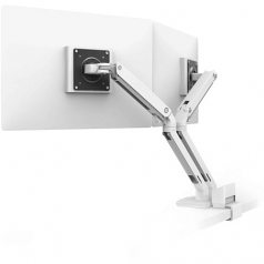 MXV Desk Dual Monitor Arm with Top Mount C-Clamp - Desk mount for 2 monitors - steel - white - screen size: up to 24 inch