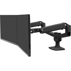 LX Dual Side-by-Side Arm - Mounting kit (desk clamp mount pole extension brackets 2 monitor arms) for 2 LCD displays - aluminum - matte black - screen size: up to 27 inch - desktop