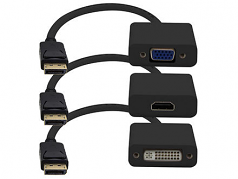 20.00cm (8.00in) DisplayPort Male to VGA HDMI & DVI Female Black Adapter Cable - 100% compatible with select devices.
