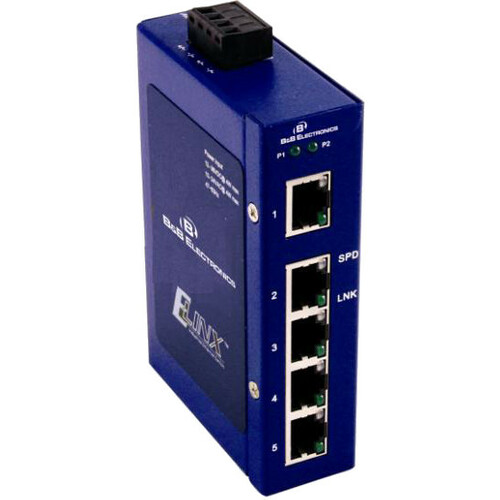 B&B ETN UNMANAGED SWITCH 4 COPPER 1 SINGLE-MODE SC - 5 Ports - 10/100Base-TX 100Base-FX - 2 Layer Supported - Redundant Power Supply - Rail-mountable Rack-mountableLifetime Limited Warranty