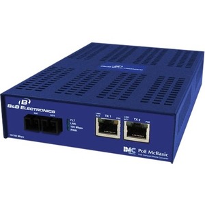 B&B 10/100 mbps PoE Media Converter - 1 x Network (RJ-45) - 1x PoE (RJ-45) Ports - 1 x SC Ports - No - 10/100Base-TX 100Base-FX - Desktop Rack-mountable Wall Mountable