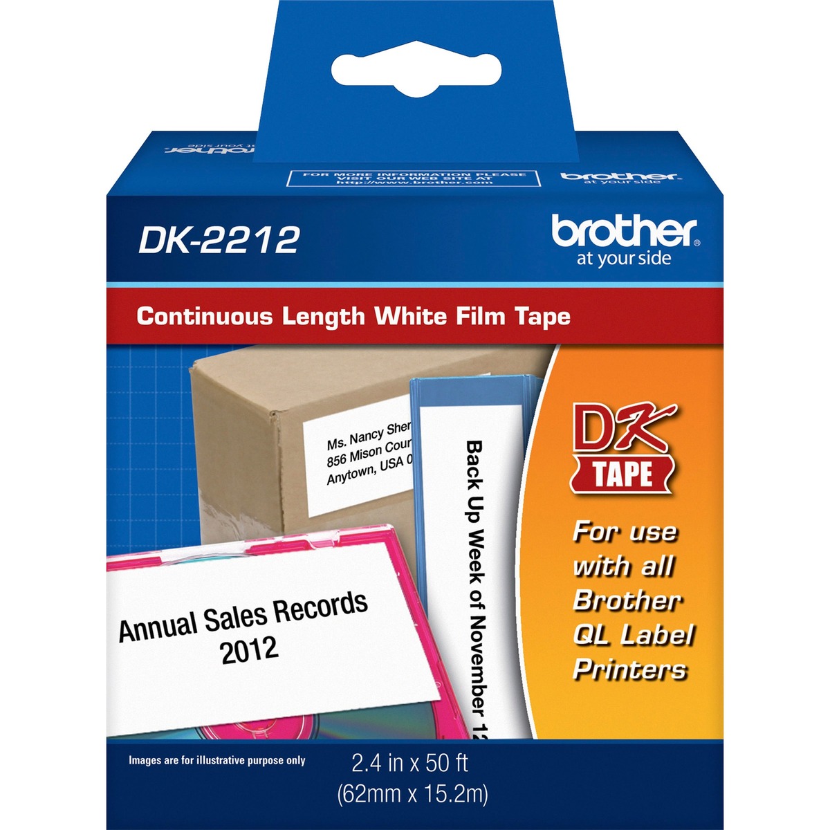 62mm (2 3/7) Black on White Continuous Length Film Label Tape (15m/50) (1/Pkg)