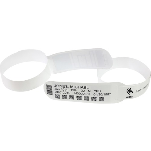 HC100 Z-BAND ULTRASOFT POLYPROPYLENE WRISTBAND CARTRIDGE DIRECT THERMAL 0.75 inch X 11 inch  PERFORATED 175 WRISTBANDS PER CARTRIDGE 6 CARTRIDGES PER CASE PRICED PER CASE