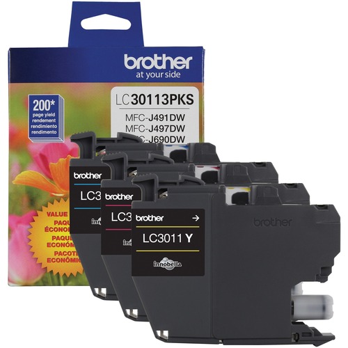 MFC-J491DW J497DW J690DW J895DW Cyan/Magenta/Yellow Ink Cartridge Multipack (Yields 200 Pages Per Cartridge)