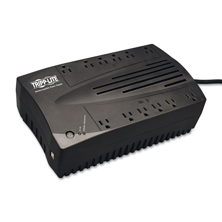 UPS 900VA LOW PROFILE LINE-INTERACTIVE AVR AUTOMATIC VOLTAGE REGULATION CORRECTS BROWNOUTS. MODEM/FAX PROTECTION USB PORT 12 OUTLETS 6UPS/SURGE & 6 SURGE ONLY