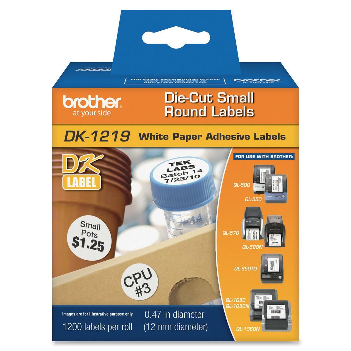 Label Maker Tape Cartridges - 0.50 inch Length - 1 Roll - 1200/Roll - Direct Thermal - White