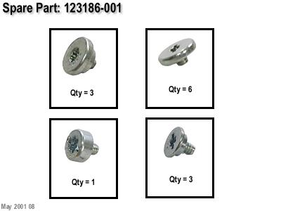 Screw kit - Includes drawer ejector screws quantity six CD-ROM drive shoulder screw CD-ROM drive fastening screw diskette drive shoulder screw and diskette drive fastening screw Screw kit - Includes drawer ejector screws quantity six CD-ROM drive shoulder screw CD-ROM drive fastening screw diskette drive shoulder screw and diskette drive fastening screw
