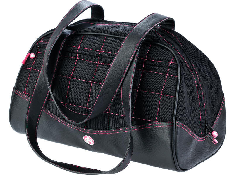 SUMO DUFFEL - BLACK W/PINK STITCHING - LARGEFAUX LEATHER/1680D BALLISTIC NYLON