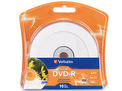 DVD-R 4.7GB 16X 10PK WHITE INKJET PRINTABLE