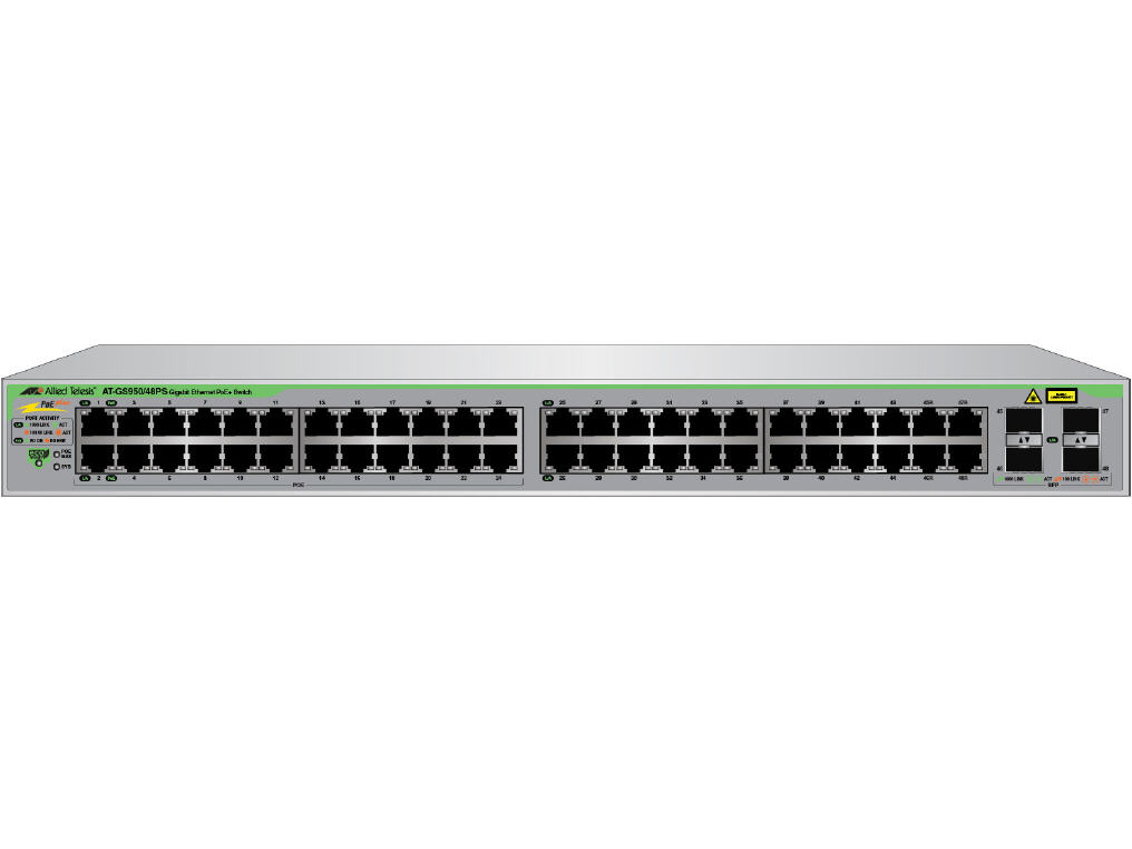 Telesis 48 Port Gigabit WebSmart Switch - 48 Ports - Manageable - 48 x RJ-45 - 4 x Expansion Slots - 10/100/1000Base-T - Wall Mountable Desktop Rack-mountable