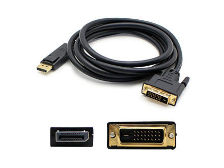 1.82m (6.00ft) DisplayPort Male to DVI-D Dual Link (24+1 pin) Male Black Adapter Cable - 100% compatible with select devices. 1.82m (6.00ft) DisplayPort Male to DVI-D Dual Link (24+1 pin) Male Black Adapter Cable - 100% compatible with select devices.