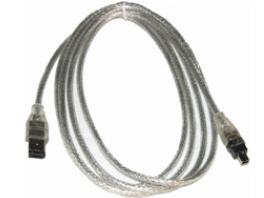 6-Pin to 4-Pin 5.5feet IEEE 1394a 400Mbps Firewire Cable Silver Retail 6-Pin to 4-Pin 5.5feet IEEE 1394a 400Mbps Firewire Cable Silver Retail