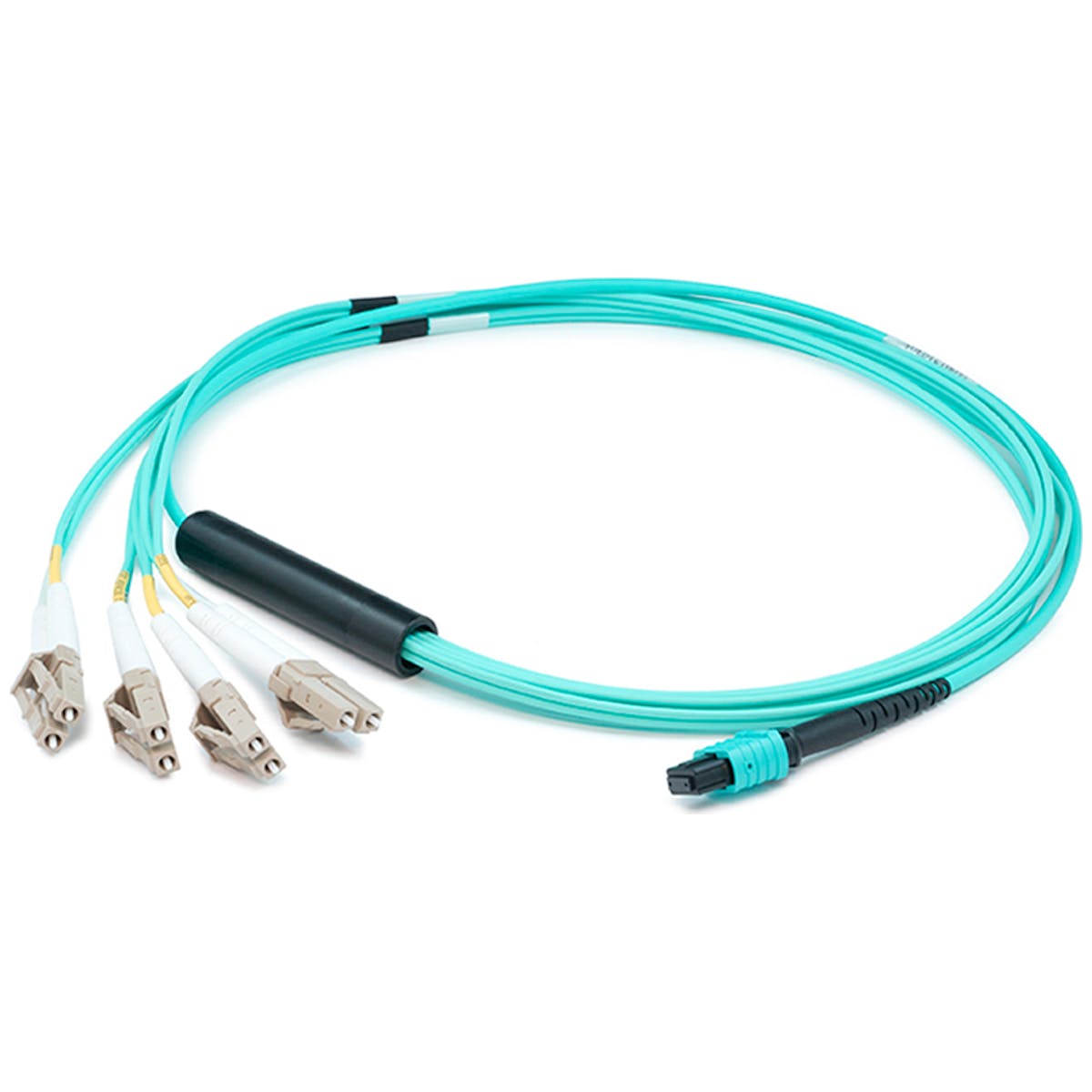 MPO-12/4XLC F/M FANOUT FIBER CBL 5M AQUA OM4 RISER 3M BREAKOUT