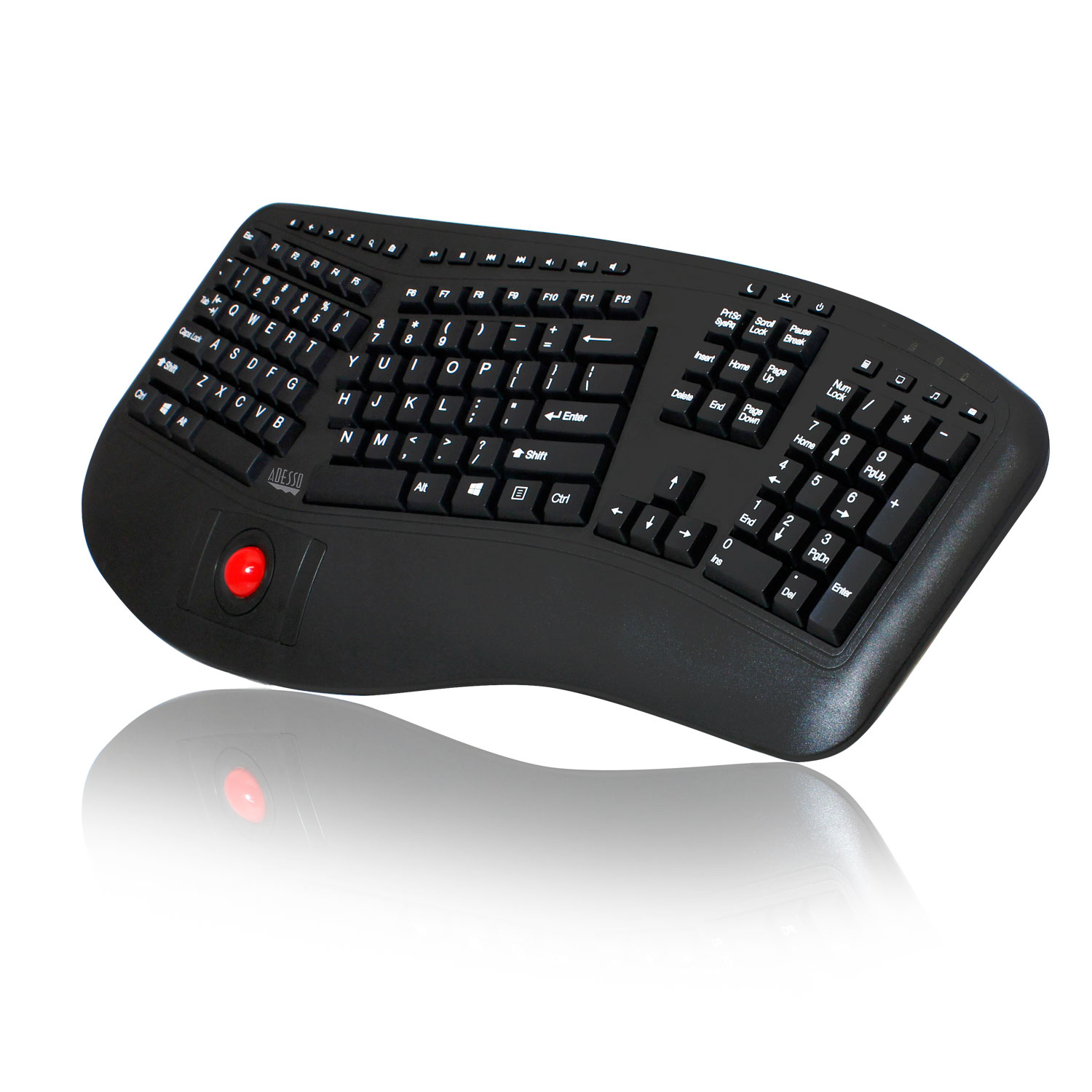 2.4GHZ TRU-FORM WIRELESS MEDIA ERGONOMIC TRACKBALL KEYBOARD WITH 20 WINDO