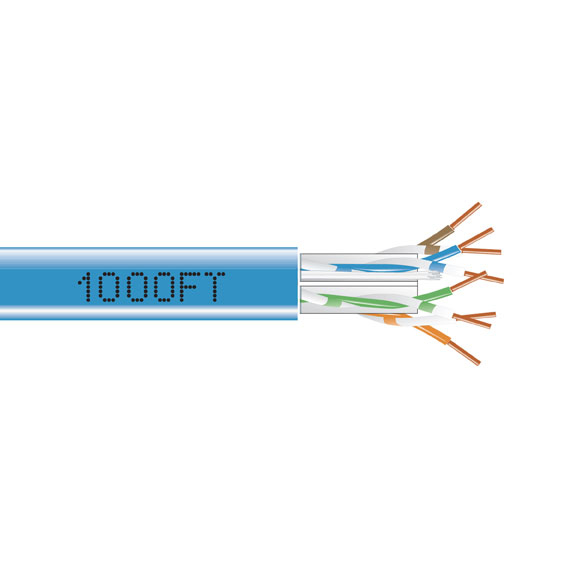 CAT6A 650-MHZ SOLID ETHERNET CABLE - UNSHIELDED (UTP)  CMP PLENUM BLUE 10