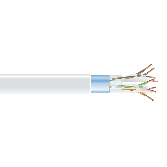 CAT6 400-MHZ SOLID CABLE F /UTP PVC WH 1000-FT. SPOOL