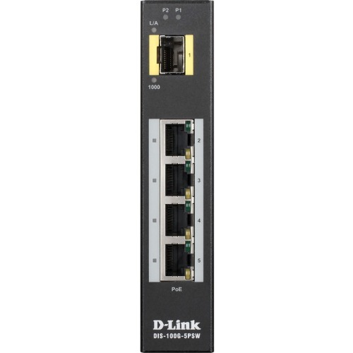 5-PORT GIGABIT POE UNMANAGED HARDENED INDUSTRIAL DIN-RAIL SWITCH WITH 1 SFP -40