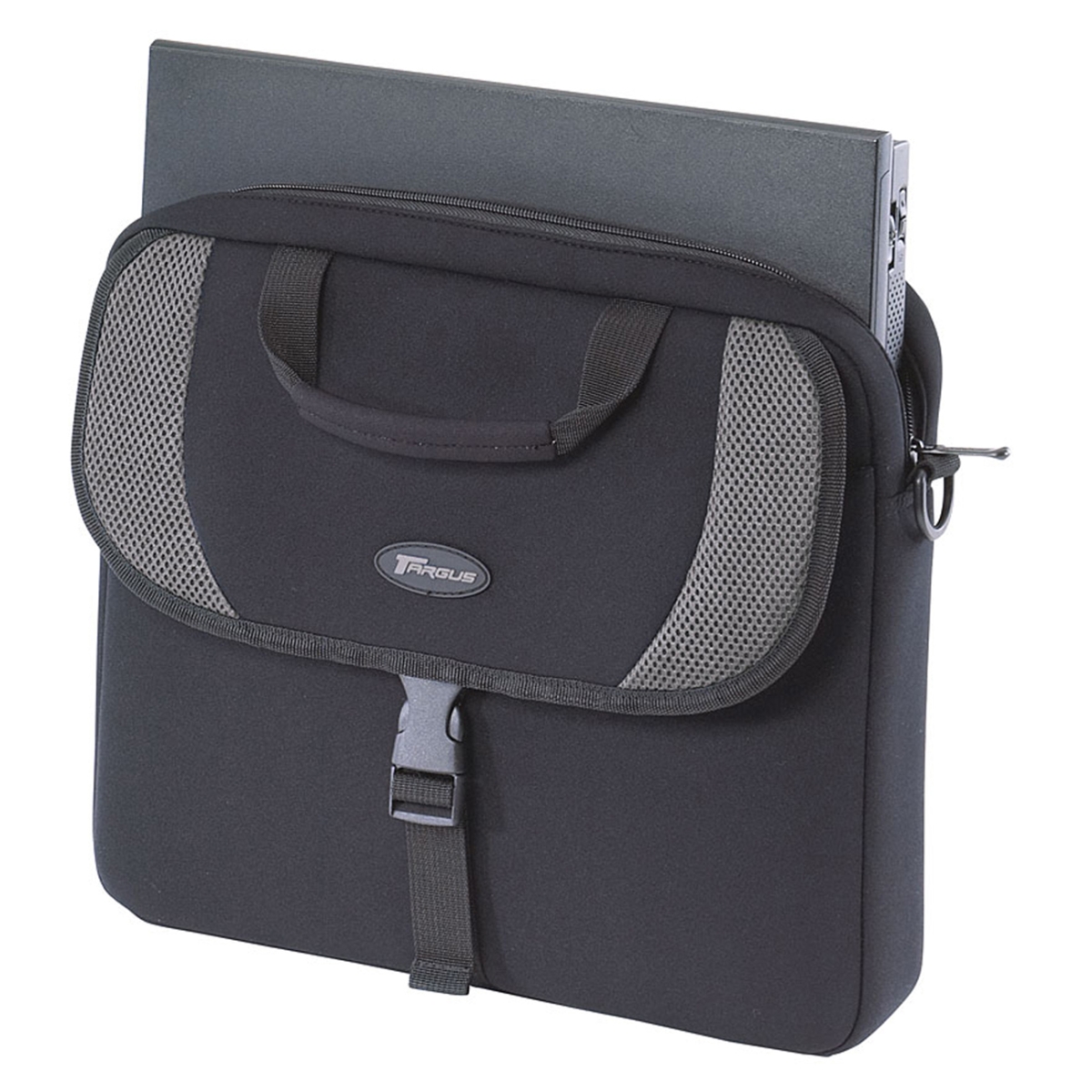 Slip Notebook Case - Top Loading - Handle  Shoulder Strap - 16 inch Screen Support - Neoprene - Black Gray