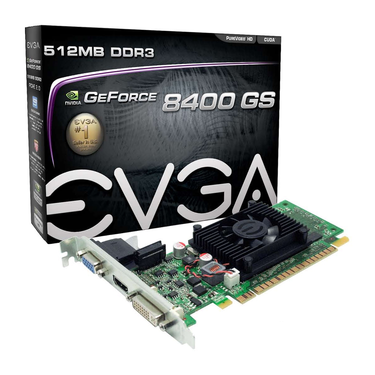 GeForce 8400 GS Graphic Card - 520 MHz Core - 512 MB DDR3 SDRAM - PCI Express 2.0 - Low-profile - Single Slot Space Required - 600 MHz Memory Clock - 32 bit Bus Width - DirectX 10.0 - HDMI - DVI - VGA - 1 x HDMI Outputs - 1 x VGA Outputs - 1 x DVI Outputs