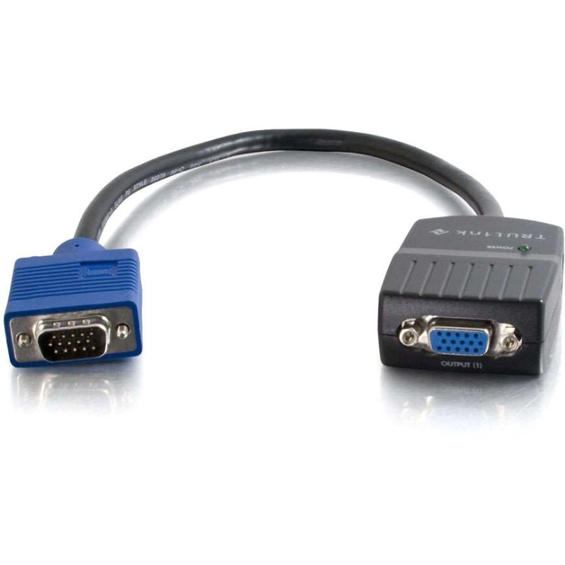11in TruLink 2-Port UXGA Monitor Splitter Cable - for Monitor - 11 inch - 1 x HD-15 Male VGA - 2 x HD-15 Female VGA 1 x Power - Black 11in TruLink 2-Port UXGA Monitor Splitter Cable - for Monitor - 11 inch - 1 x HD-15 Male VGA - 2 x HD-15 Female VGA 1 x Power - Black