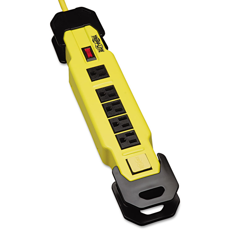 Safety Power Strip 120V 5-15R 6 Outlet 9 Cord GFCI Plug OSHA - Power strip - 15 A - AC 120 V - input: NEMA 5-15 - output connectors: 6 (NEMA 5-15) - 9 ft - black yellow