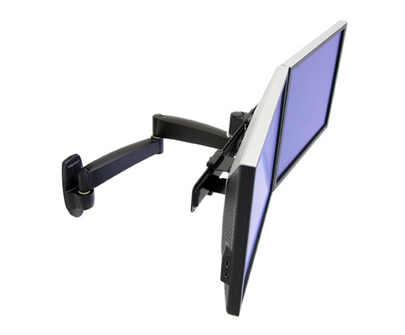 200 Series Dual Monitor Arm - Mounting kit ( wall bracket dual articulating arm crossbar extender ) for 2 LCD displays - steel - black - screen size: up to 24 inch - wall-mountable