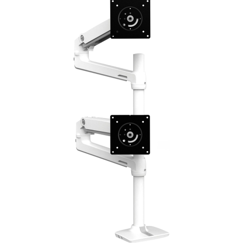 LX Dual Stacking Arm Tall Pole - Desk mount for 2 LCD displays - aluminum - white - screen size: up to 40 inch