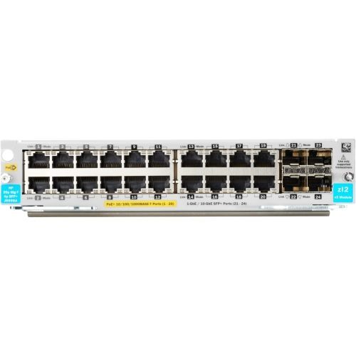 ProCurve Switch zl2 20P PoE+ / 4P SFP+ v3 Module - Includes 20 RJ45 10/100/1000BASE-T autosensing ports (capable of supplying Power over Ethernet Plus (PoE+) per IEEE 802.3at standard) and four 10-GbE Small Form-factor Pluggable Plus (SFP+) ports ProCurve Switch zl2 20P PoE+ / 4P SFP+ v3 Module - Includes 20 RJ45 10/100/1000BASE-T autosensing ports (capable of supplying Power over Ethernet Plus (PoE+) per IEEE 802.3at standard) and four 10-GbE Small Form-factor Pluggable Plus (SFP+) ports