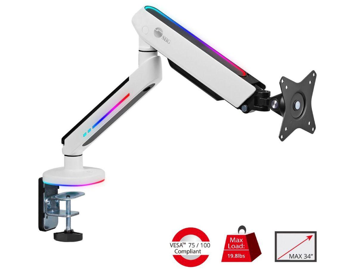 PREMIUM SINGLE-MONITOR ARM DESK MOUNT GAMING RGB LIGHTING 17 TO 34