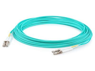 2.5M LC (MALE) TO LC (MALE) AQUA OM4 DUPLEX FIBER OFNR (RISER-RATED) PATCH