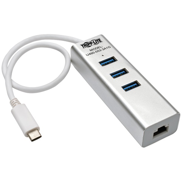 USB 3.1 GEN 1 USB-C PORTABLE HUB/ADAPTER 3 USB-A PORTS AND GIGABIT ETHERNET PORT THUNDERBOLT 3 COMPATIBLE