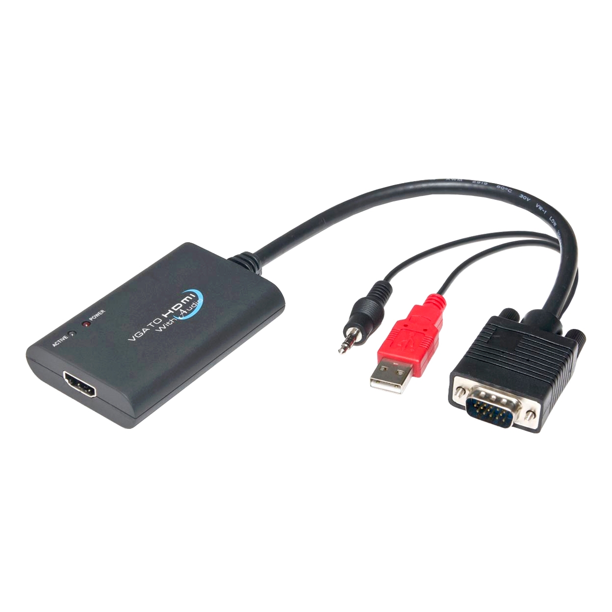 Multimedia VGA to HDMI Converter with Audio Support up to 1920 x 1080 Output Resolution - HDMI/VGA/Mini-phone for Monitor Audio/Video Device TV - 8.50 inch - 1 x HDMI Female Digital Audio/Video - 1 x HD-15 Male VGA 1 x Type A Male USB 1 x Mini-phone Multimedia VGA to HDMI Converter with Audio Support up to 1920 x 1080 Output Resolution - HDMI/VGA/Mini-phone for Monitor Audio/Video Device TV - 8.50 inch - 1 x HDMI Female Digital Audio/Video - 1 x HD-15 Male VGA 1 x Type A Male USB 1 x Mini-phone