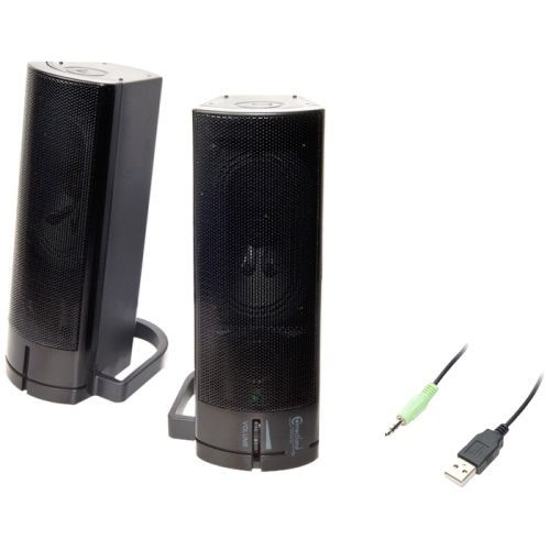 Two speakers can be merged into one sound bar. On/off power switch and Volume control on the speaker for easy access Two speakers can be merged into one sound bar. On/off power switch and Volume control on the speaker for easy access