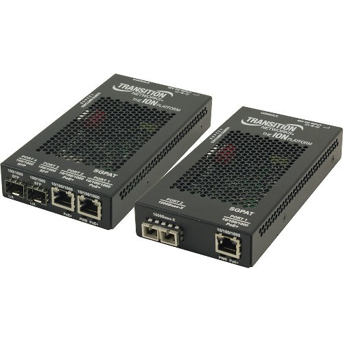 2 10/100/1000 POE+ RJ-45 TO (2) OPEN DUAL SPEED SFP PORT MEDIA CONVERTER with -N