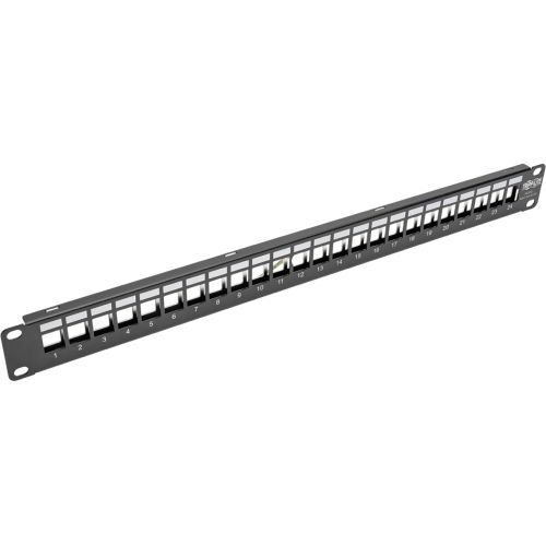 24-Port 1U Rack-Mount Shielded Blank Keystone/Multimedia Patch Panel RJ45 Ethernet USB HDMI Cat5e/6 - Patch panel - black - 1U - 19 inch - 24 ports - for P/N: A230-001-KP N235-001-SH-6A N235-001-SH-6AD N235-001-SH-D N238-001-SH-TFA 24-Port 1U Rack-Mount Shielded Blank Keystone/Multimedia Patch Panel RJ45 Ethernet USB HDMI Cat5e/6 - Patch panel - black - 1U - 19 inch - 24 ports - for P/N: A230-001-KP N235-001-SH-6A N235-001-SH-6AD N235-001-SH-D N238-001-SH-TFA