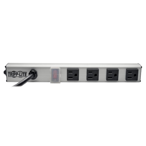 Power Strip 120V 5-15R 4 Outlet 6 Cord 12 Inch Length Metal - Power strip - AC 120 V - 1800 Watt - input: NEMA 5-15 - output connectors: 4 - 6 ft - gray black