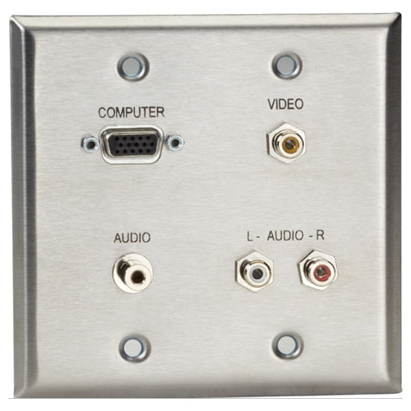 AV STAINLESS WALLPLATE with (1) V GA F/F (1) 3.5MM F/F (5) RCA F/F AV STAINLESS WALLPLATE with (1) V GA F/F (1) 3.5MM F/F (5) RCA F/F